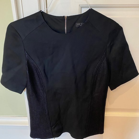 rag & bone textured top black with gold zip - Picture 3 of 6